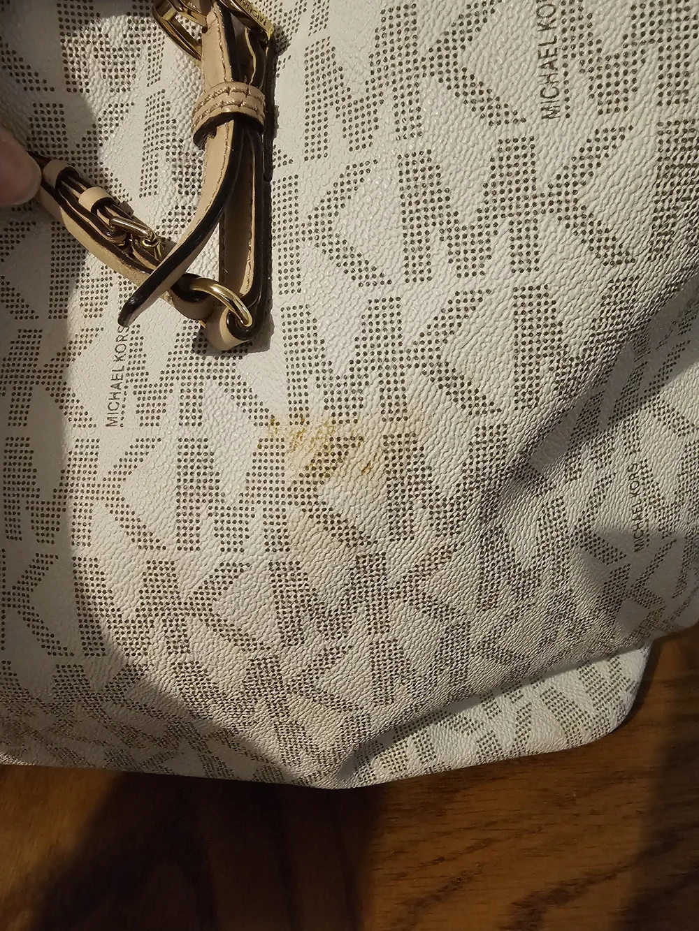 Michael Kors Neutral Logo Large Tote with Gold Accent